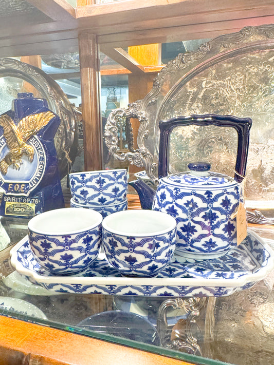 Blue and White Tea Set