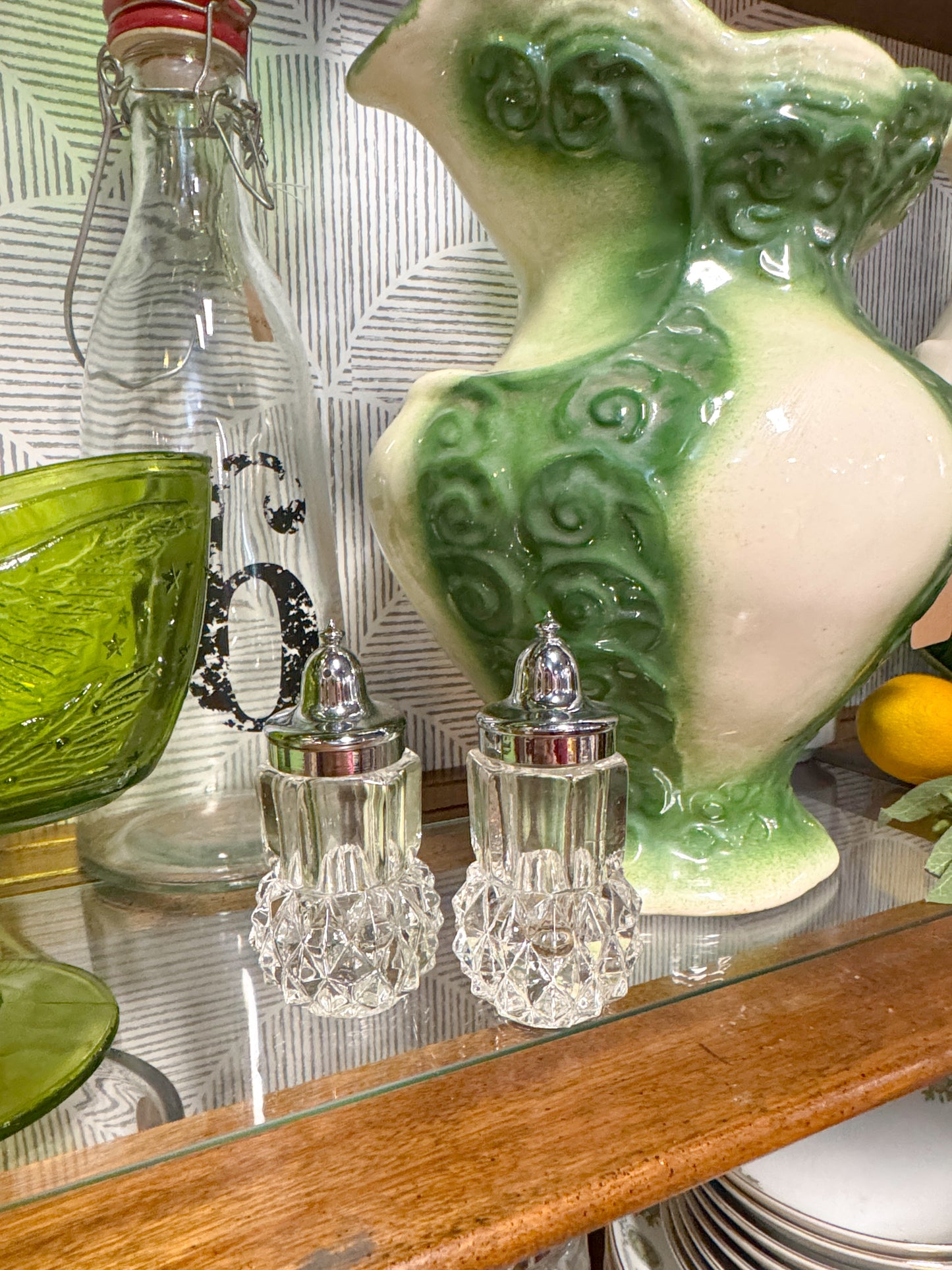 Clear Crystal Salt and Pepper Shakers Set