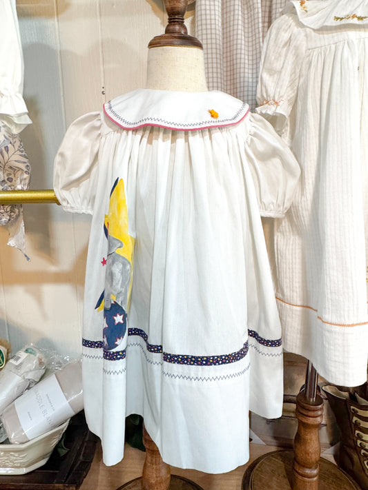 Vintage Hand painted Circus Elephant Girls Dress
