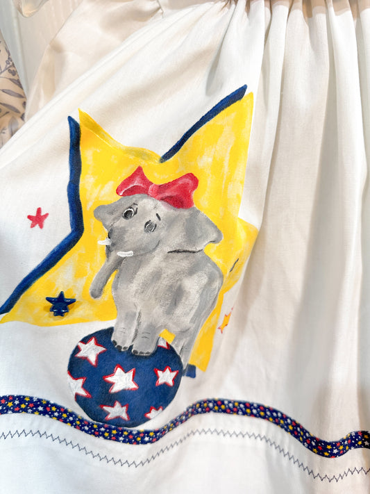 Vintage Hand painted Circus Elephant Girls Dress