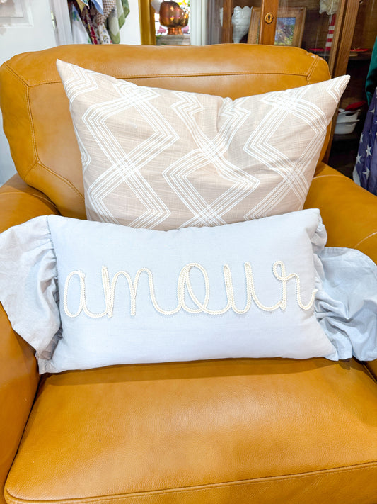 Amour Light Blue Throw Pillow