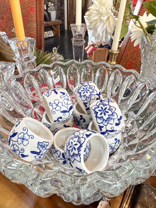 Euro Blue Garden Napkin Rings Set 4
